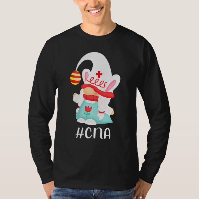 Cna Nurse Assistant Scrub Life Nurse Bunny Gnome E T-Shirt (Front)