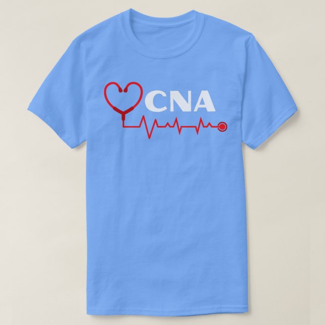 CNA Nurse Assistant with stethoscope heartbeat whi T-Shirt (Design Front)