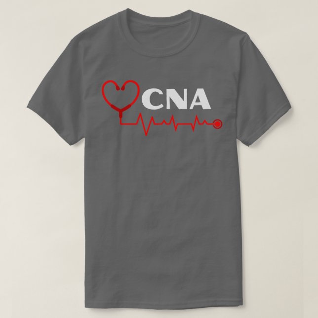 CNA Nurse Assistant with stethoscope heartbeat whi T-Shirt (Design Front)