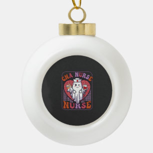 Cna Nurse Halloween Ghost Stethoscope Blood Bag Ceramic Ball Christmas Ornament