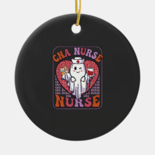 Cna Nurse Halloween Ghost Stethoscope Blood Bag Ceramic Ornament