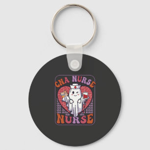 Cna Nurse Halloween Ghost Stethoscope Blood Bag Keychain