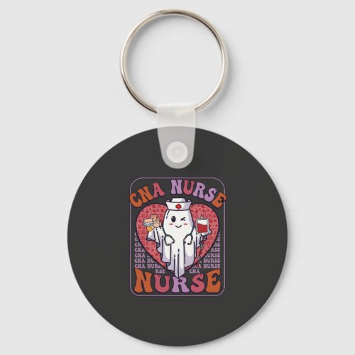 Cna Nurse Halloween Ghost Stethoscope Blood Bag Keychain