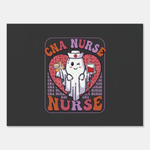 Cna Nurse Halloween Ghost Stethoscope Blood Bag Sign