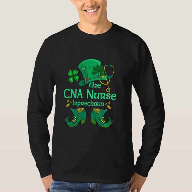 Cna Nurse Leprechaun St Patricks Day Shamrock Iris T-Shirt (Front)