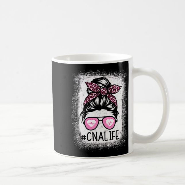 Cna Nurse Life Bleached Shirts Nk Leopard Messy Bu Coffee Mug (Right)
