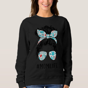 Cna Nurse Mom Life Messy Hair Bun Healthcare Sweatshirt