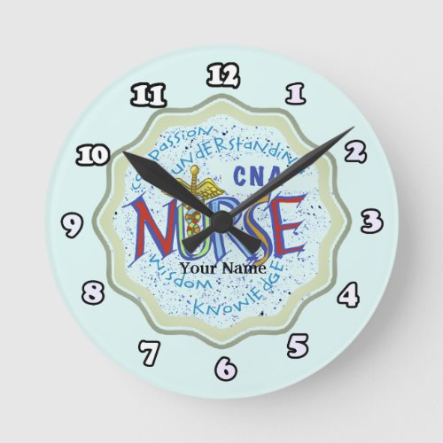 CNA Nurse Motto custom name clock