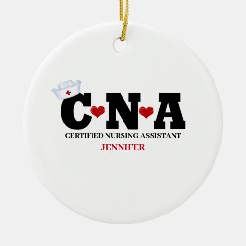   CNA Nurse Personalized Christmas Ceramic Ornament