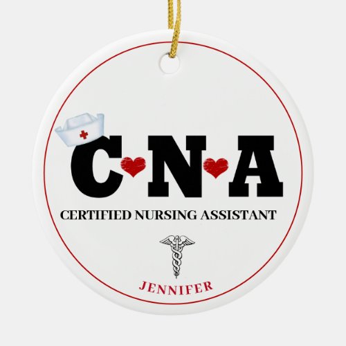   CNA Nurse Personalized Christmas Ceramic Ornament