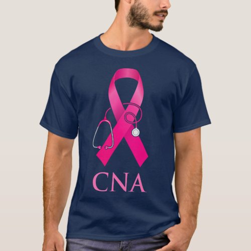 CNA Nurse Stethoscope Pink Ribbon Cute Breast Canc T_Shirt