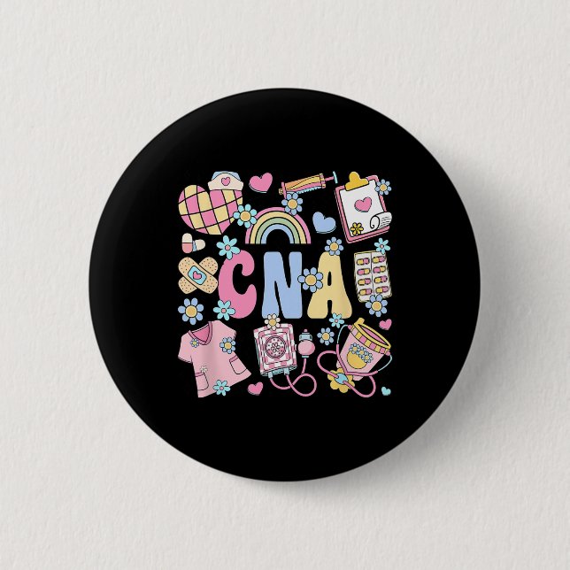 Cna Nurse Stuff Retro Certified Nursing Istant Nur Button (Front)