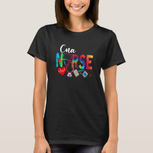CNA Nurse Tie Dye Love Heart Stethoscope RN Nurse  T-Shirt