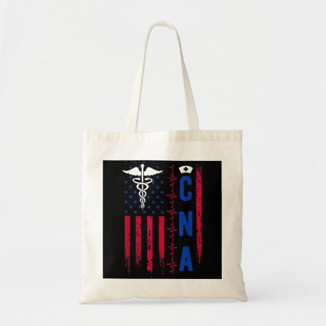 CNA Nurse USA Flag Certified Nursing Assistant Hos Tote Bag (Front)