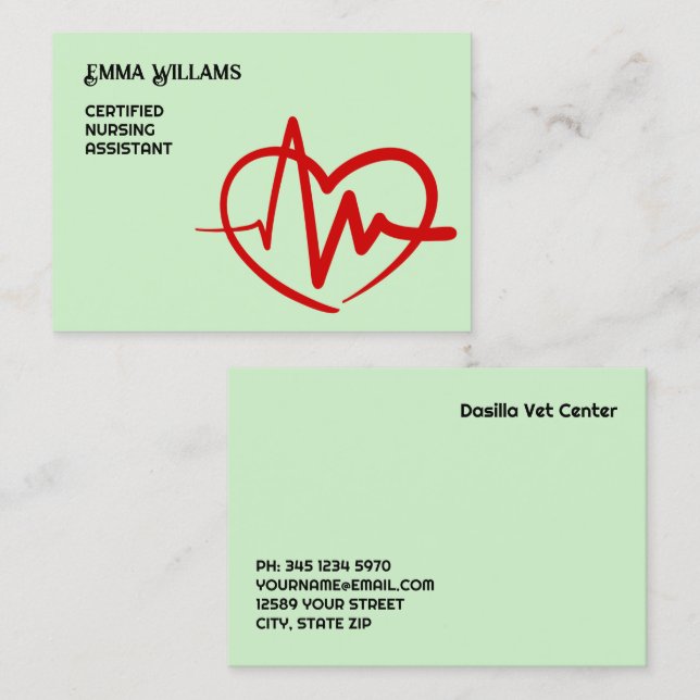 CNA Nursing Assistant Business Card (Front/Back)