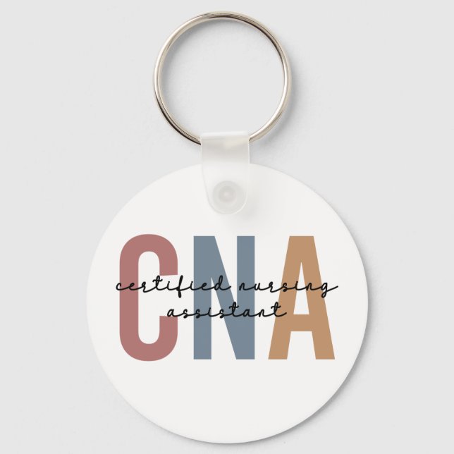CNA Retro Certified Nursing Assistant Gifts Keychain (Front)