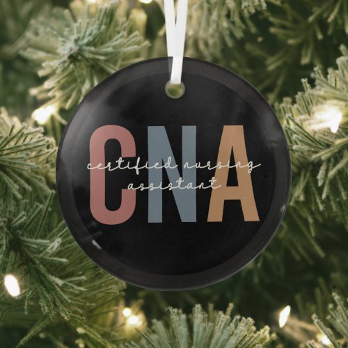 CNA Retro Certified Nursing Assistant Glass Ornament