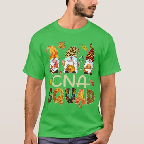 CNA Squad Gnome Nurse Leopard Thanksgiving Fall St T_Shirt