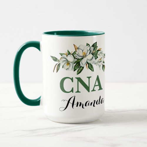 CNA Watercolor Floral Greenery Magnolia  Mug