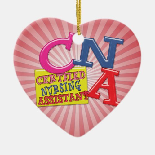 CNA WHIMSICAL LETTERS  CERTIFIED NURSING ASSISTANT CERAMIC ORNAMENT