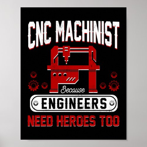 CNC Machinist Because Engineers Need Heroes Too Poster