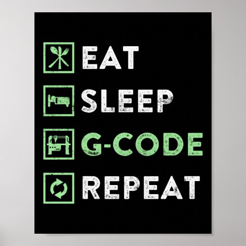 CNC Machinist Eat Sleep G_code Repeat Poster