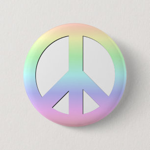 CND Peace Symbol Soft Pastel Rainbow on White Pinback Button