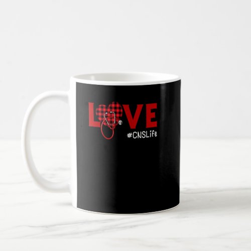 Cns Nurse Plaid Red Love Heart Stethoscope Nurse M Coffee Mug