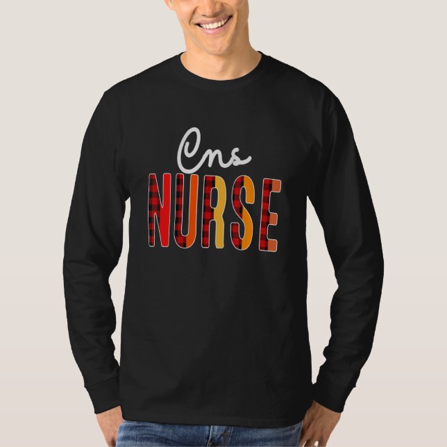 Cns Nurse Plaid Red Love Heart Stethoscope Rn Nurs T-Shirt (Front)