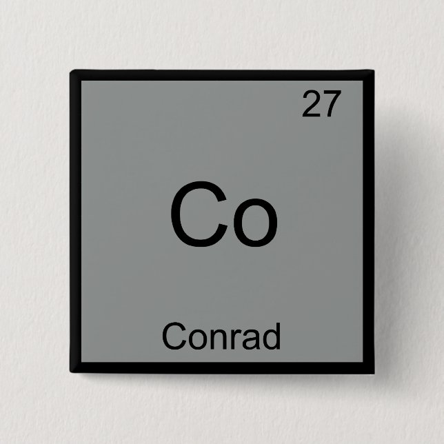 Co - Conrad Funny Chemistry Element Symbol T-Shirt Button (Front)