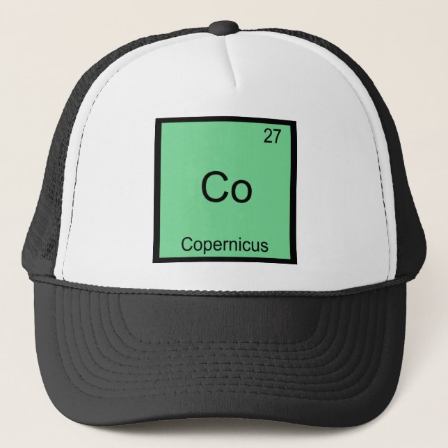 Co - Copernicus Funny Chemistry Element Symbol Tee Trucker Hat (Front)