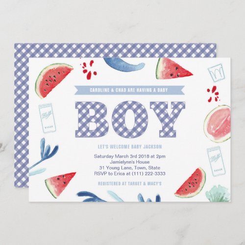 Co_ed Babyq BBQ Cookout Baby Shower for Boy Invitation