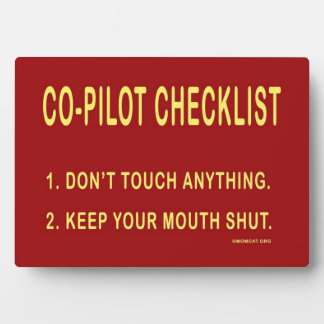 Co-Pilot Checklist: Home: Signs: Plaque
