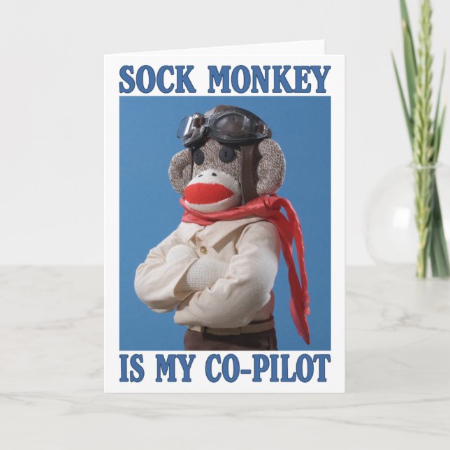Co-Pilot Monkey greeting card (Front)
