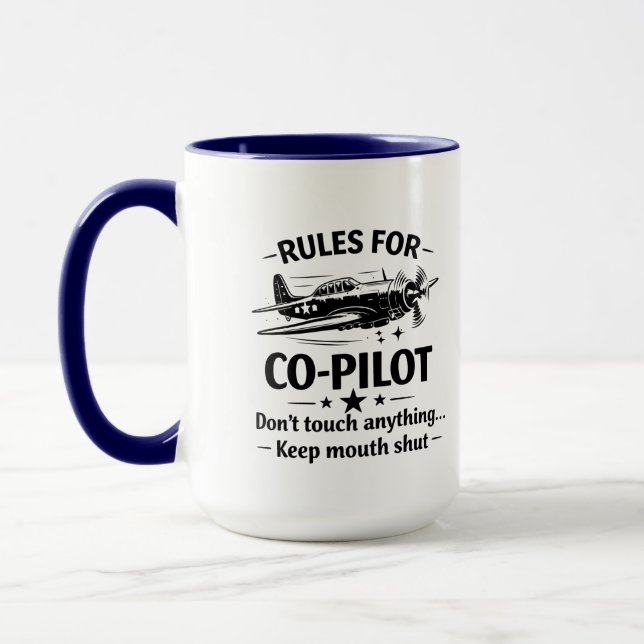Co-Pilot Rules WWII Plane Humor Tee Mug (Left)