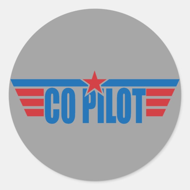 Co-Pilot Wings Badge - Aviation Classic Round Sticker (Front)
