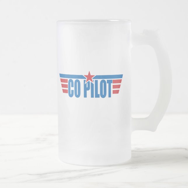 Co-Pilot Wings Badge - Aviation Frosted Glass Beer Mug (Right)