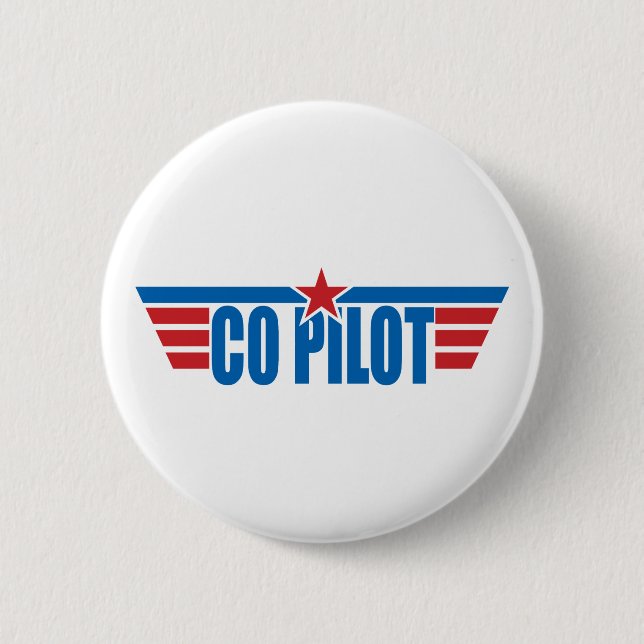 Co-Pilot Wings Badge - Aviation Pinback Button (Front)