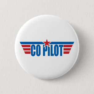 Co-Pilot Wings Badge - Aviation Pinback Button