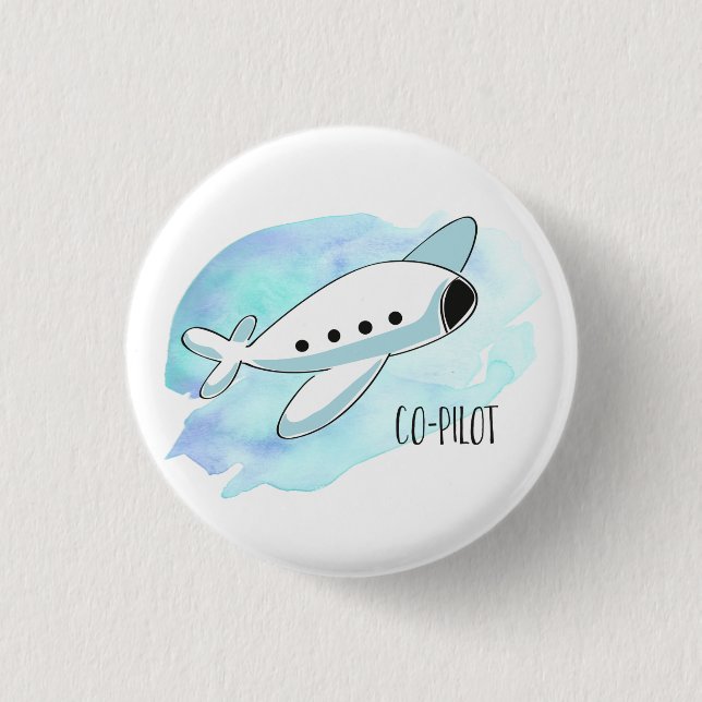 Co-Pilot with Plane Pinback Button (Front)