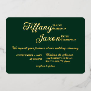 Co-Starring Forest Green Wedding Real Foil Invitation