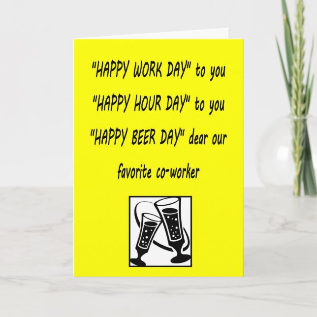 Co-worker birthday Happy Beerday greeting card (Front)