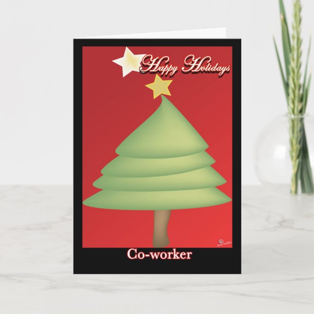 Co-Worker Christmas Card Tree Happy Holidays  (Front)