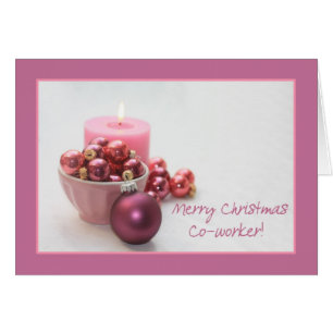 Co-worker merry christsmas pink ornaments christm cards