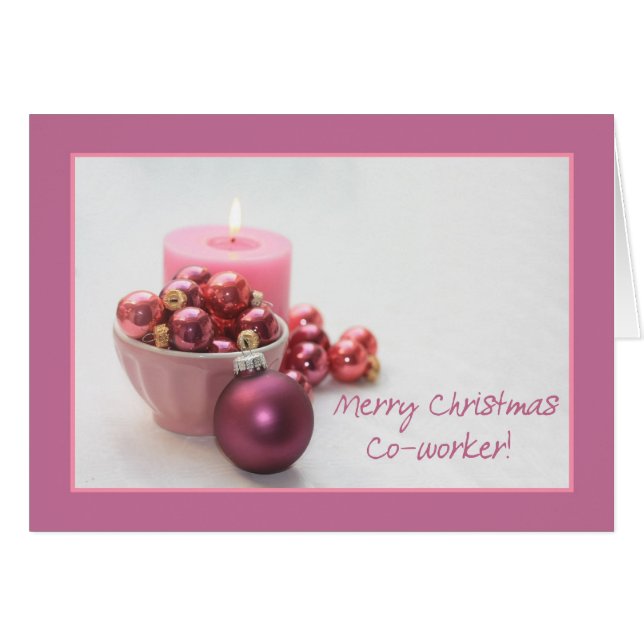 Co-worker merry christsmas  pink ornaments christm cards (Front Horizontal)