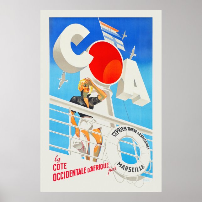 COA Marseille France Vintage Poster (Front)