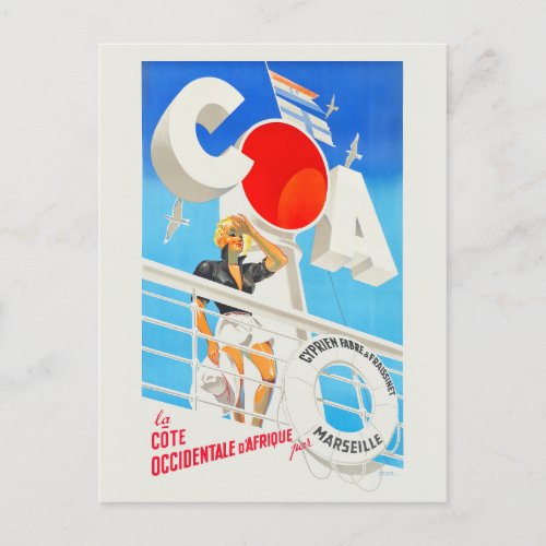 COA Marseille France Vintage Poster Postcard