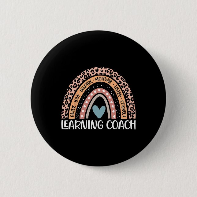 Coach 100th Day Of School Learning Teacher Rainbow Button (Front)