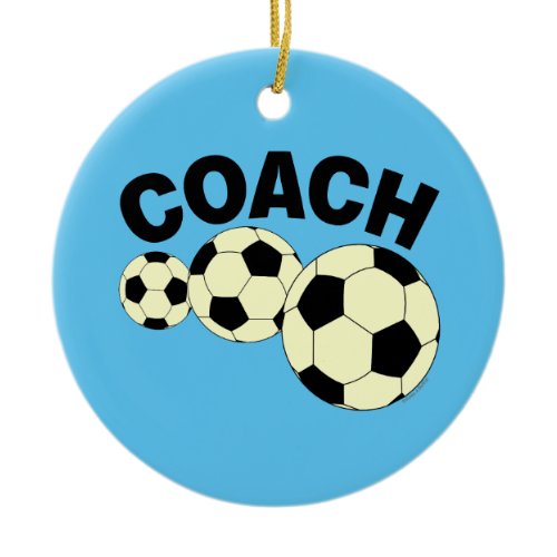 Coach 3 Soccer Balls Ceramic Ornament