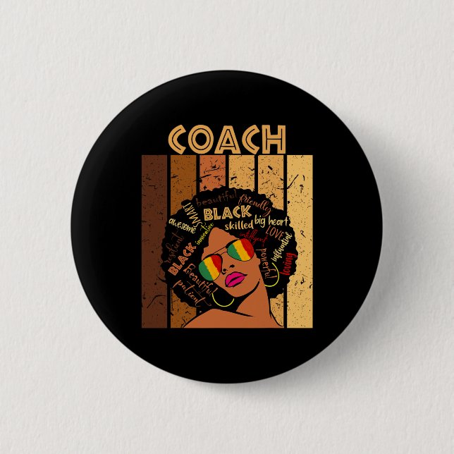 Coach Afro African American Women Black History Mo Button (Front)